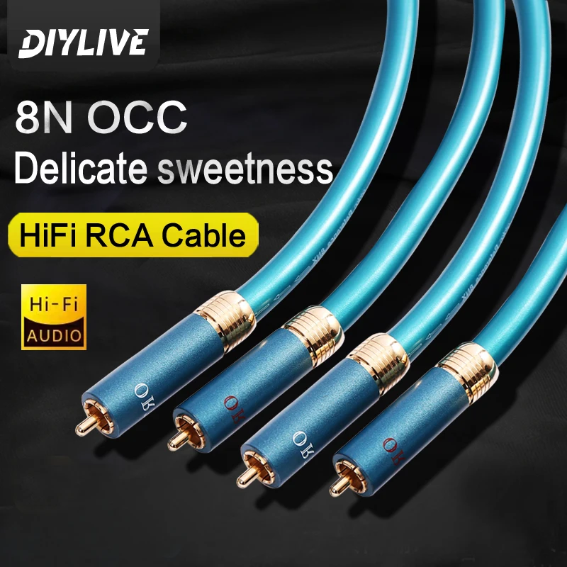 Un par de cables RCA Ortofon para amplificador de alta gama 8N OCC plateado interconexión 2RCA a 2RCA macho Cable de Audio Image