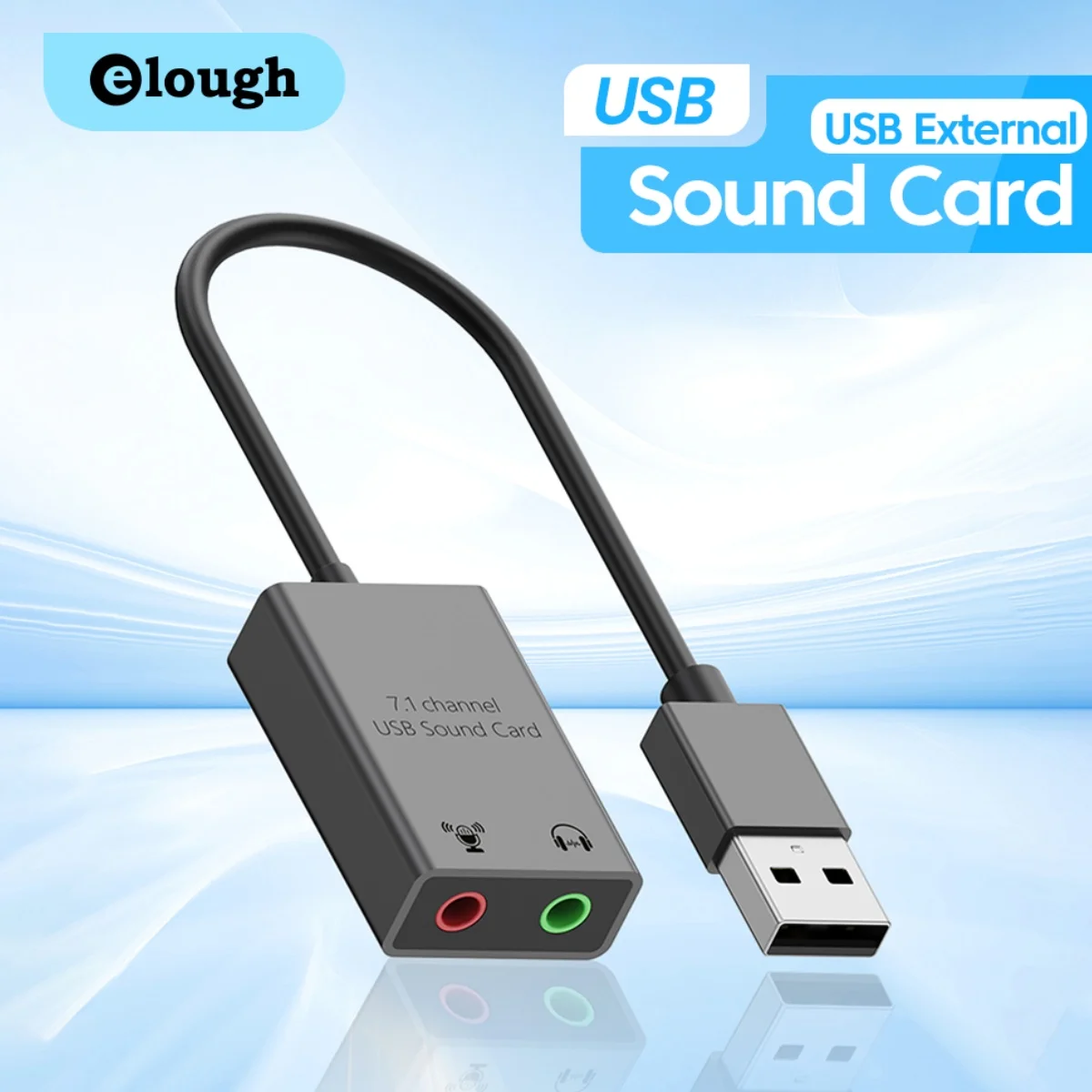 Soundkarte, externe USB/Typ-C-Schnittstelle, 3,5 mm Stereomikrofon, Audio-Lautstärkeregelung, kostenloser Laufwerksadapter für Laptop, PS4-Köpfe Image