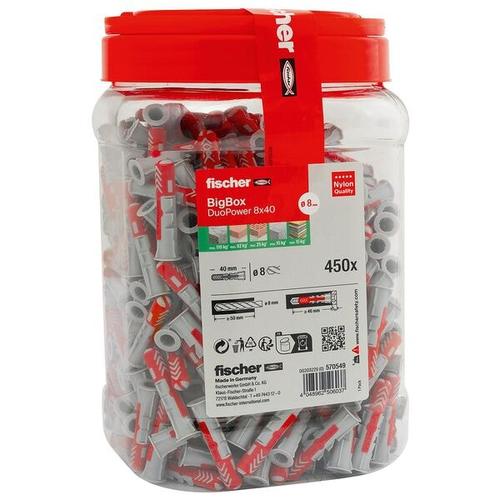 fischer Universaldübel-Sortiment »BigBox - DuoPower 8x40« 450 Stück grau