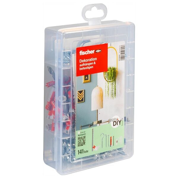 fischer Dübel- und Schrauben-Sortiment »easyDIY Box Dekoration« 131 Stück grau Image