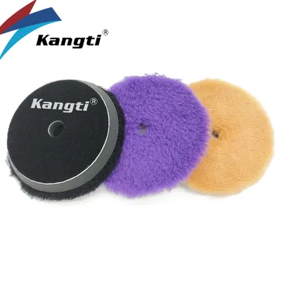 Kangti 5/6 Inches Car Polishing Disc Natural Wool Buffing Pads Lamb Woolen DA Polisher Buff Foam