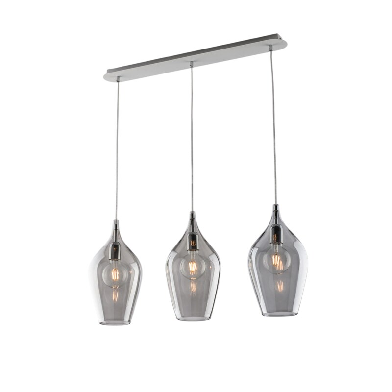 Bonetti Illumina Ares - Eisenschiene mit Pyrex-Grauglas, 3 Lichter, L. 75 x 10 - BL273-BIN3-GR Image