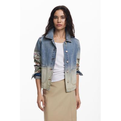 Floral denim jacket