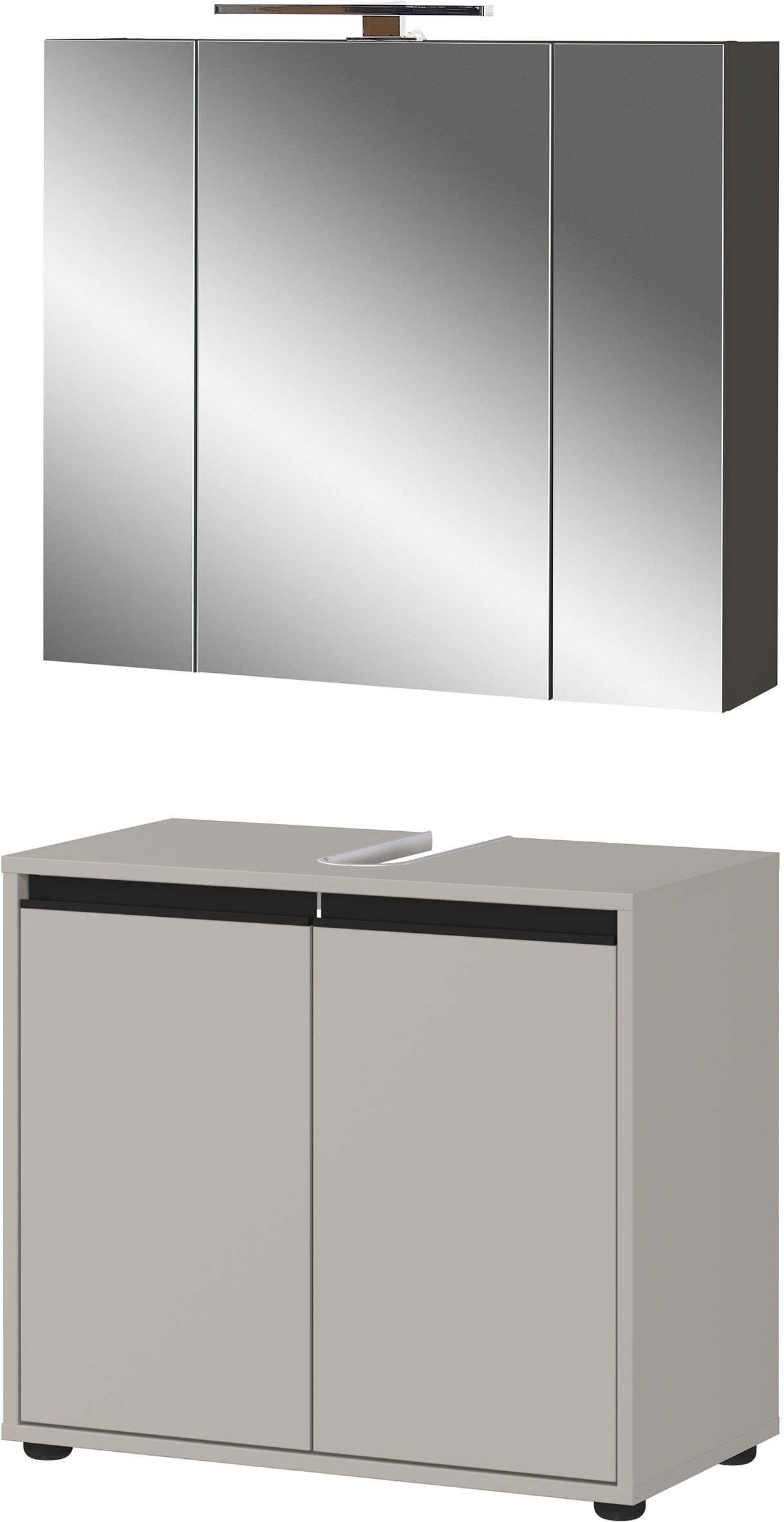 Badmöbel-Set GERMANIA "Lemont", grau (steingrau), B:76cm H:200cm T:34cm, Spanplatte, Kastenmöbel-Sets, 2-teilig Image