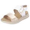 Keilsandalette REMONTE, Damen, Gr. 42, beige (weiß, creme), Leder, Lederimitat, metallic, casual, Schuhe, Sommerschuh, Riemchensandale mit komfortablem Softfußbett