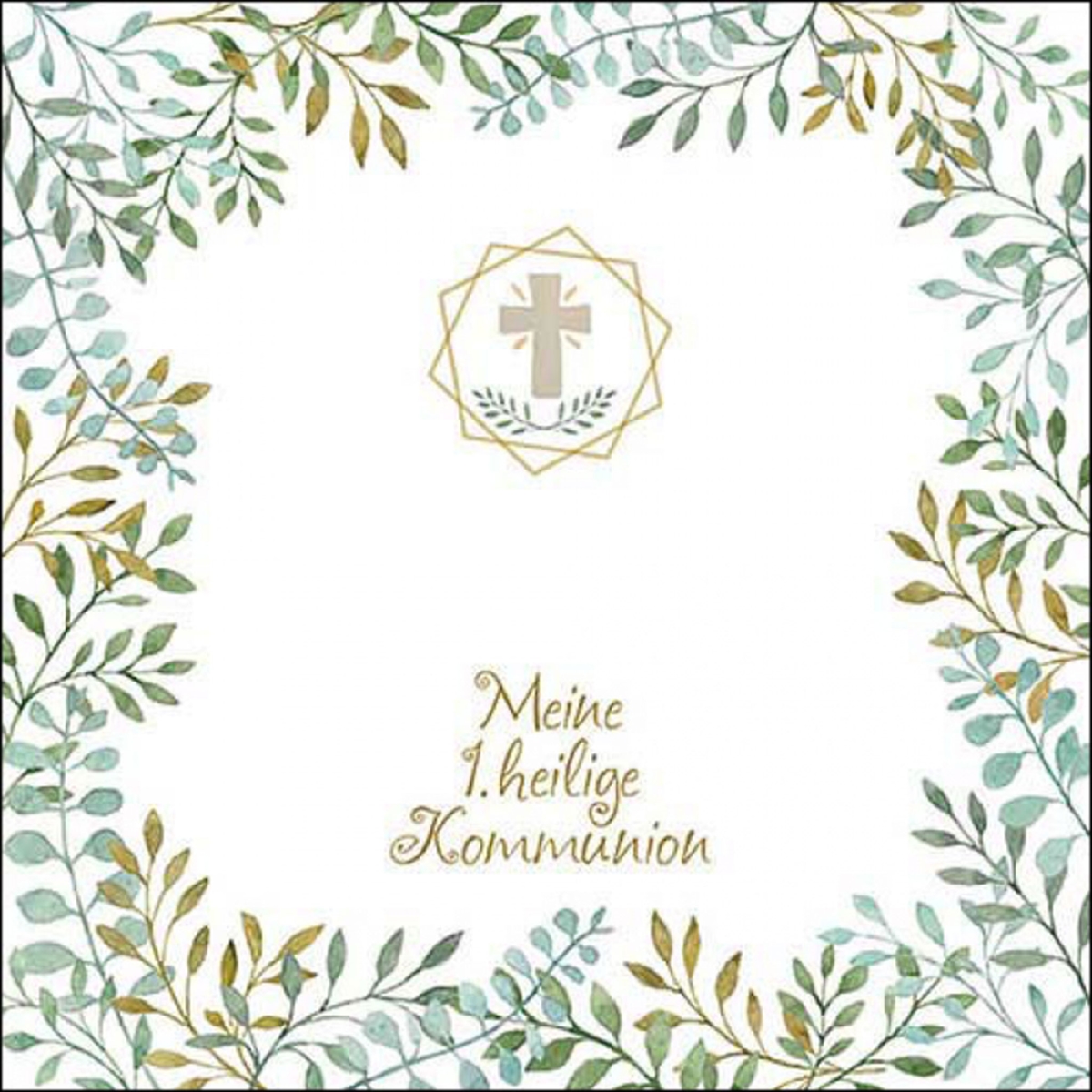Ambiente 20 Servietten Papier 33x33cm 3-lagig - hochwertige Einweg Papierservietten Kommunion Taufe Konfirmation Kirche Feier Golddeko Tischdeko festlich Image