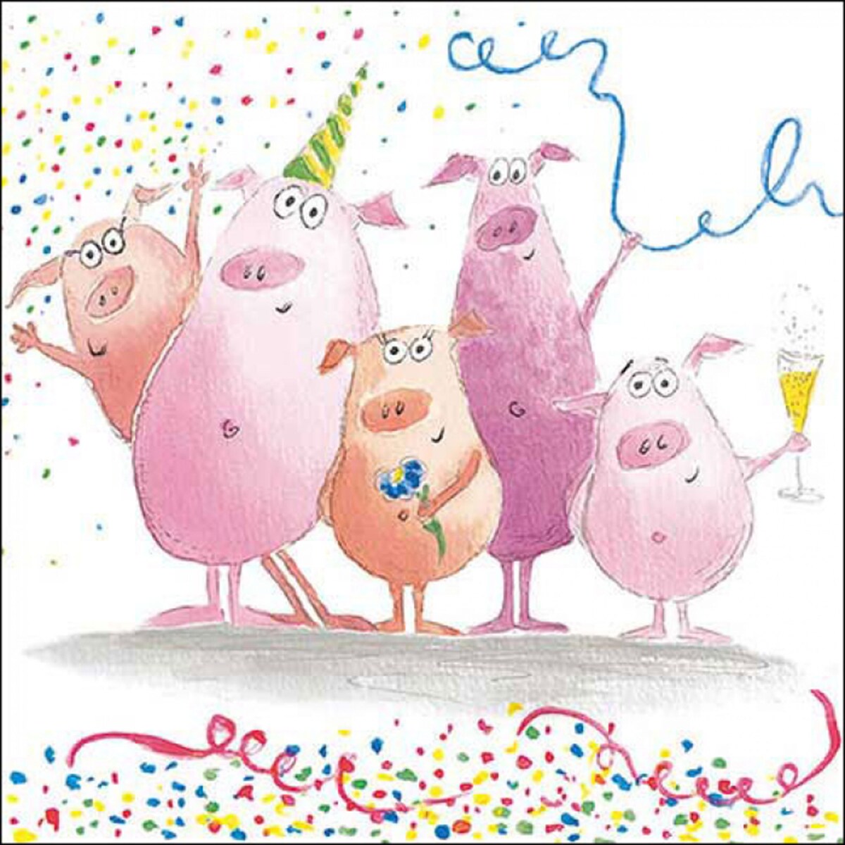Ambiente 20 Servietten Papier 33x33cm 3-lagig - hochwertige Einweg Papierservietten für Geburtstag Karneval Silvester Party Party Schweinchen Tischdeko Image