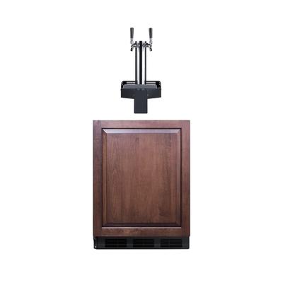 Summit SBC58BLIFFLTWADALHD 24" Floating Tap Kegerator Commercial Beer Dispenser w/ 2 Keg Capacity - 2 Column, Panel Ready, 115v, Black