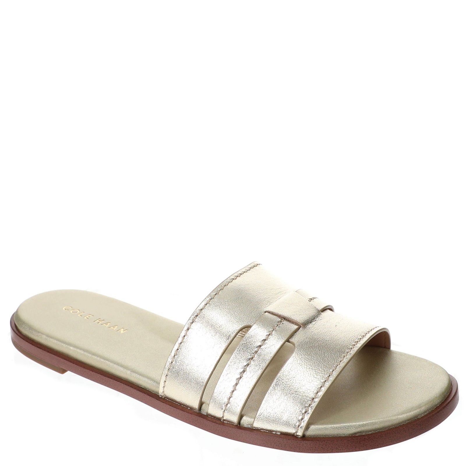 Cole Haan Flynn Slotted Slide - Womens 10 Gold Sandal Medium