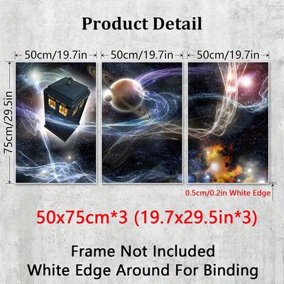 TEMU 3pcs/ Set Canvas Poster, Classic Movie Art, , , Space, , Painting For Living Room, Bedroom, Bathroom, Office, Cafe, Home Decor, Prints, Room Decoration, Artwork, Ideal Gift . Image