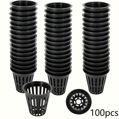 "TEMU 100pcs Heavy Duty 2" Net Pots For Hydroponics - Reusable, Uv Resistant Mesh Cups With Slotted Design For Tower Gardens, Cloning Machines & Systems" Image
