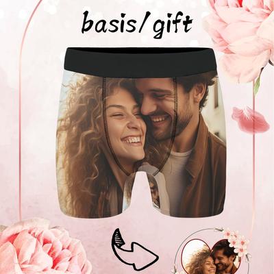 TEMU Custom Photo Men's Boxer Briefs - Personalized Face Print, Breathable & Comfortable, Perfect Or Birthday Gift For Partner Image