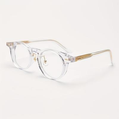 TEMU 1 Pair Vintage Rimless Eyeglasses, Unisex Round Frame, Non-prescription Clear Lenses, , Ideal For Valentine's Day, Mardi Gras, And - Accents Image
