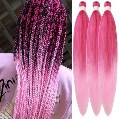 TEMU Ombre Braiding Hair Pre-stretched, 26 Inches Long, In A Pack Of 3, Featuring Colorful Ombre Braids. Image