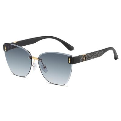 TEMU Fashionable Oval Frame Glasses For Women - Gradient Lens, Polycarbonate Frame, Metal Hinges, Stylish Blue & Pink Gradient Design, Decorative Eyewear|fashionable Eyewear|gradient Lens Image