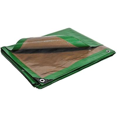 Bauplane 8x12 m Tecplast HQ250CH - Grün und Braun - Hochleistung - Wasserdichte Schutzplane für
