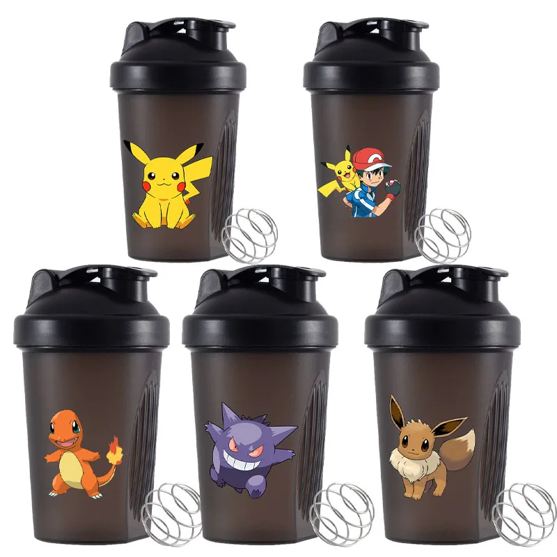 Pokemon Shaker Flaschen Sport Wasser Tassen Molken Protein Pulver Mixer Flasche Fitness Gym Shaker Outdoor Tragbare Kunststoff Trinken Tasse Image