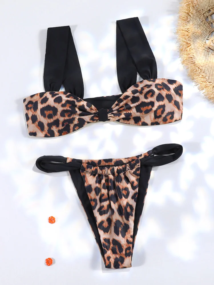 Patchwork-Leoparden-Bikinis 2025, sexy Damen-Badeanzüge, Tanga, Bademode, Bikini-Set, Badeanzug, Badeanzüge, Schwarz, Weiß, Biquini Image