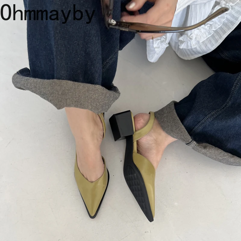Sommer Damen Cover Toe Sandalen Elegante flache Slip-on-Schuhe Komfort Low Heel Kleid Street Style Schuhe