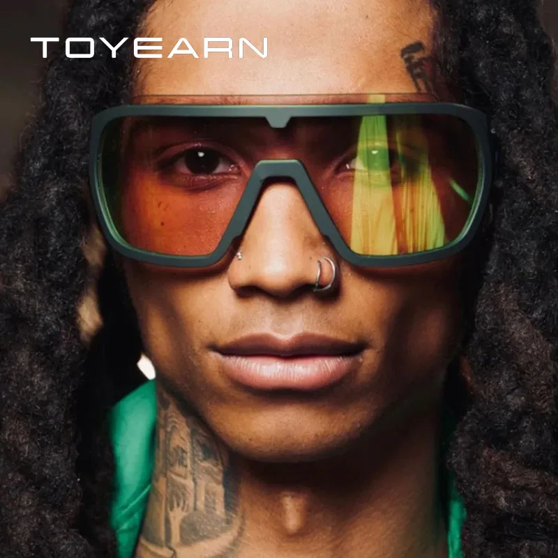 Y2k Übergroße Einteilige Sonnenbrille Frauen Für Männer Männlich Luxus Marke Designer Vintage Punk Outdoor Sport Goggle Sonnenbrille UV400 Image