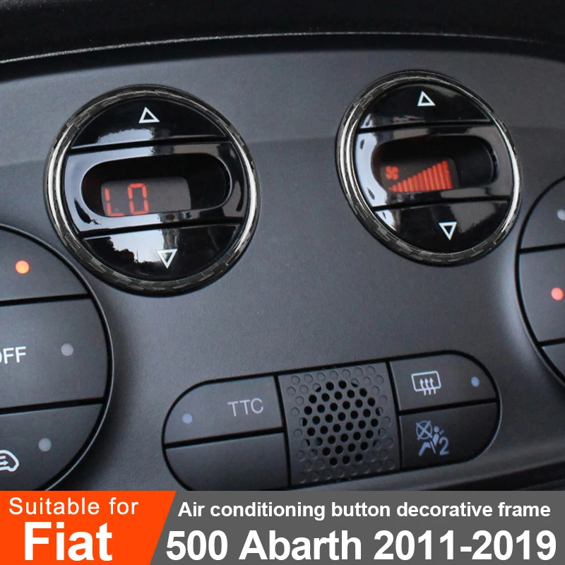Für Fiat 500ABARTH 2011-2019 Klimaanlage Taste Schalter Dekorative Rahmen Real Carbon Faser Aufkleber Auto Innen Zubehör Image