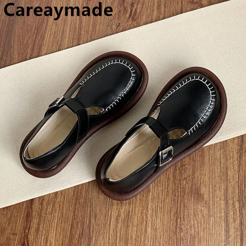 Careaymade-College-Artikel Stil Retro kleine Lederschuhe Studenten schuhe Damen Einzels chuhe Sommer flache Schuhe Damenschuhe
