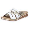 Pantolette RIEKER, Damen, Gr. 37, gold (weiß, goldfarben), Lederimitat, klassisch, Schuhe, Sommerschuh, Schlappen, Hausschuh, Keilabsatz, mit kleinem Gummizug