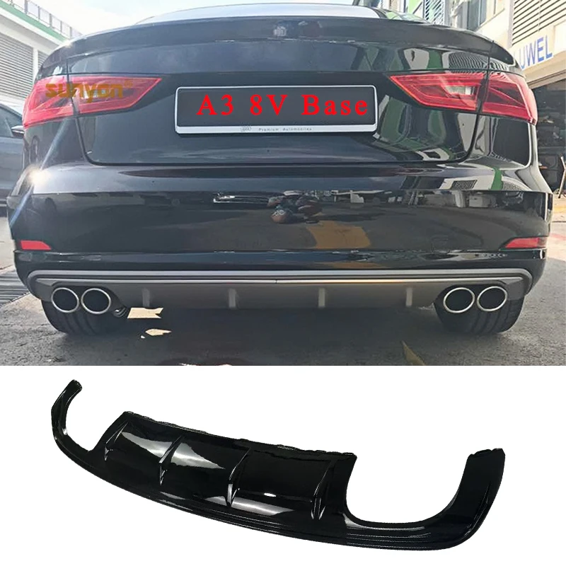 Diffuseur de pare-chocs arrière noir brillant pour Audi A3 8V Standard pré-lifting 2013-2016 (non compatible avec A3 S-Line S3) Kit carrosserie tuning berline