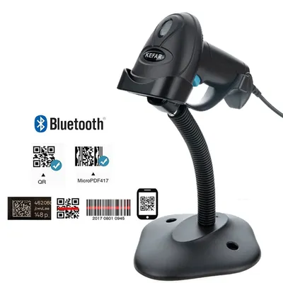 KEFAR 1D/2D Wireless Wired Barcode Scanner Bluetooth QR Codes Reader PDF417 Handheld Barcode Reader Support Phone Logistic Store