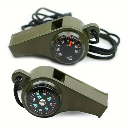 3-in-1 Emergency Survival Whistle with Compass Thermometer For Camping Hiking Outdoor Adventures