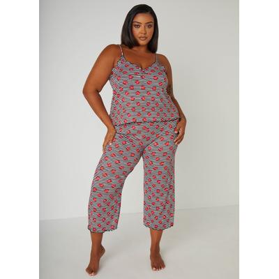 Plus Size YMI Lips Print Pajamas Set