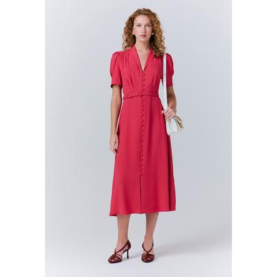 Ghost Rowan Button Crepe Midi Tea Dress