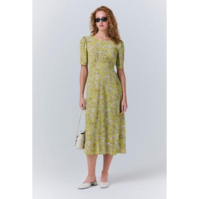 Ghost Esme Mono Floral Crepe Dress