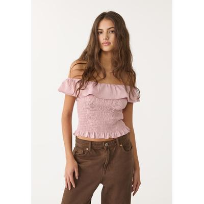 Stradivarius Ruffled T-shirt Pastel pink L