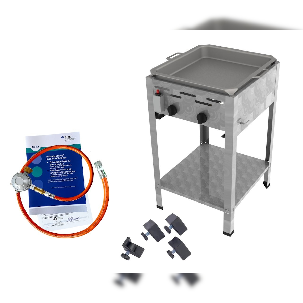 ChattenGlut Gasbräter 2-flammig 9kW Standgerät Stahlpfanne mit DGUV Image