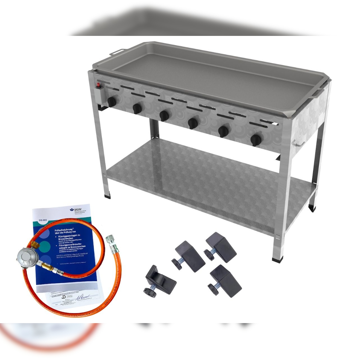 ChattenGlut Gasbräter 6-flammig 27kW Standgerät Stahlpfanne mit DGUV Image