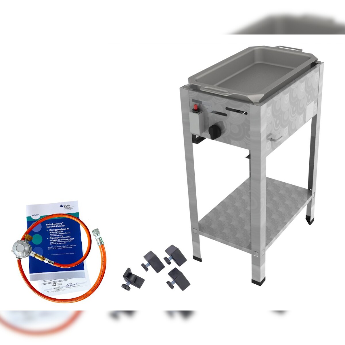 ChattenGlut Gasbräter 1-flammig 4,5kW Standgerät Edelstahlpfanne mit DGUV Image