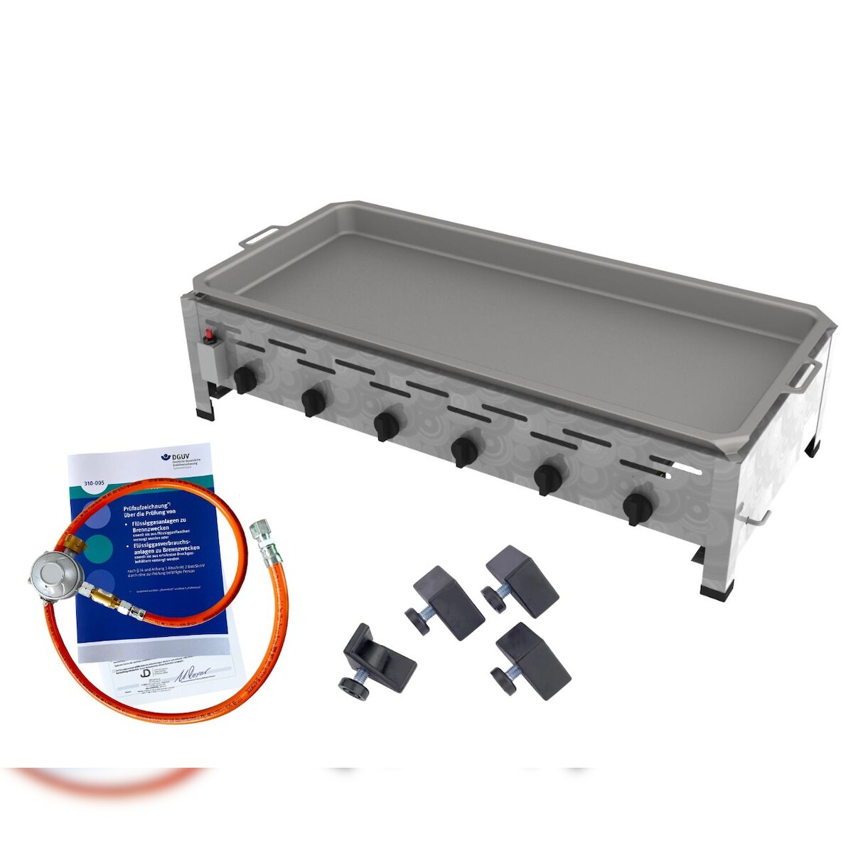 ChattenGlut Gasbräter 6-flammig 22kW Tischgerät Stahlpfanne mit DGUV Image