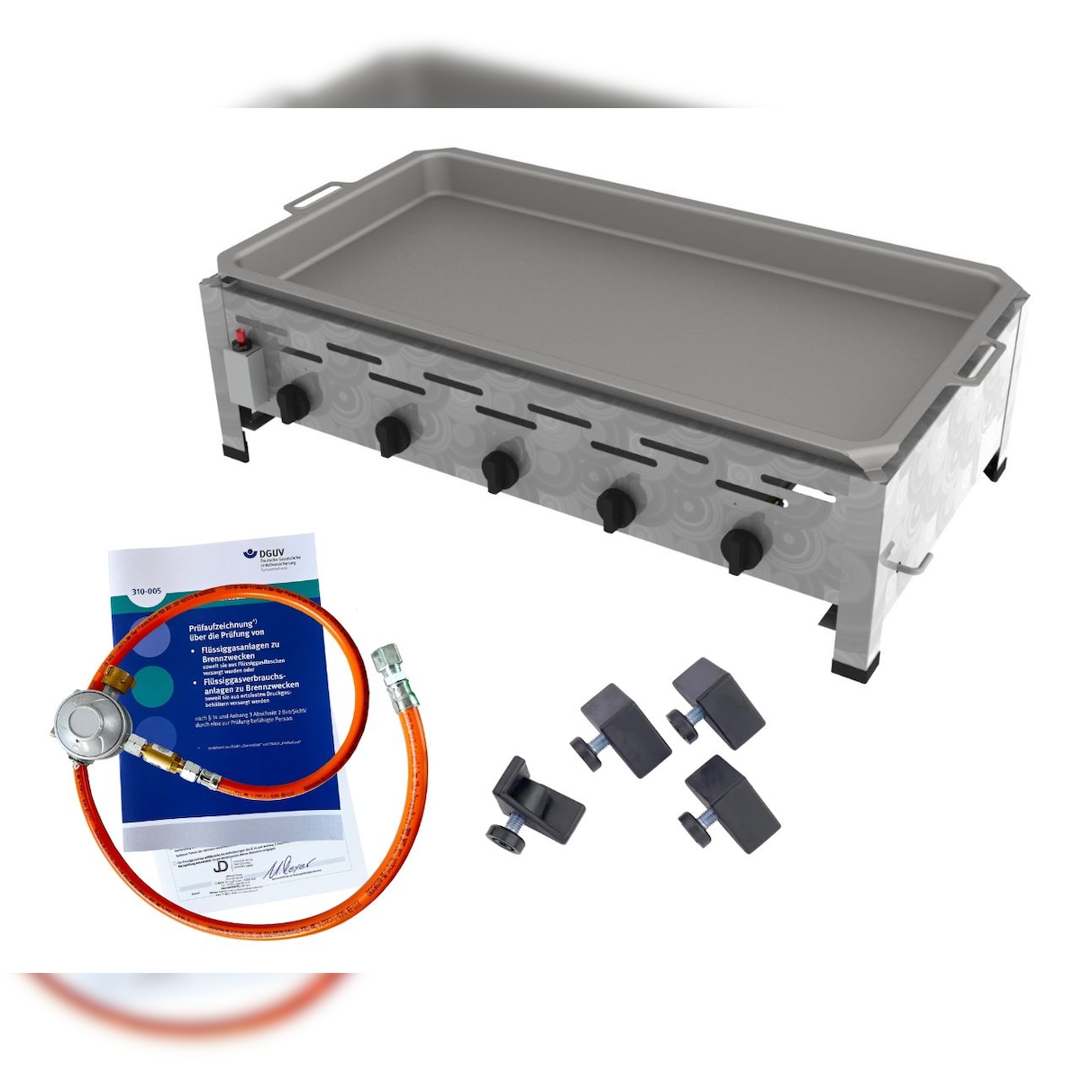 ChattenGlut Gasbräter 5-flammig 22,5kW Tischgerät Edelstahlpfanne mit DGUV Image