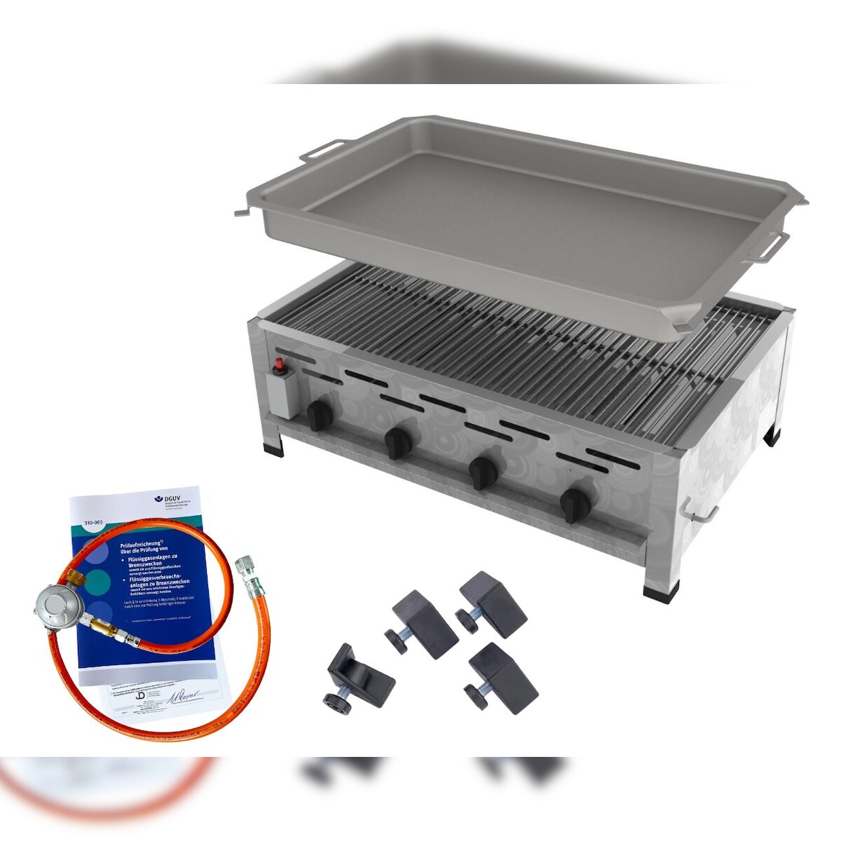 ChattenGlut Gasbräter 4-flammig 14,7kW Tischgerät Rost und Stahlpfanne mit DGUV Image