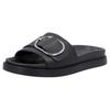 Pantolette RIEKER SPORT, Damen, Gr. 37, schwarz, Leder, unifarben, casual, Schuhe, Sommerschuh, Strandschuh, Urlaubschuh, Hausschuh mit Zierschnalle, Topseller