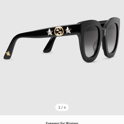 Gucci Accessories | Gucci Black Women's Sunglasses Round-Frame Acetate Sunglasses With Star | Color: Black | Size: Os