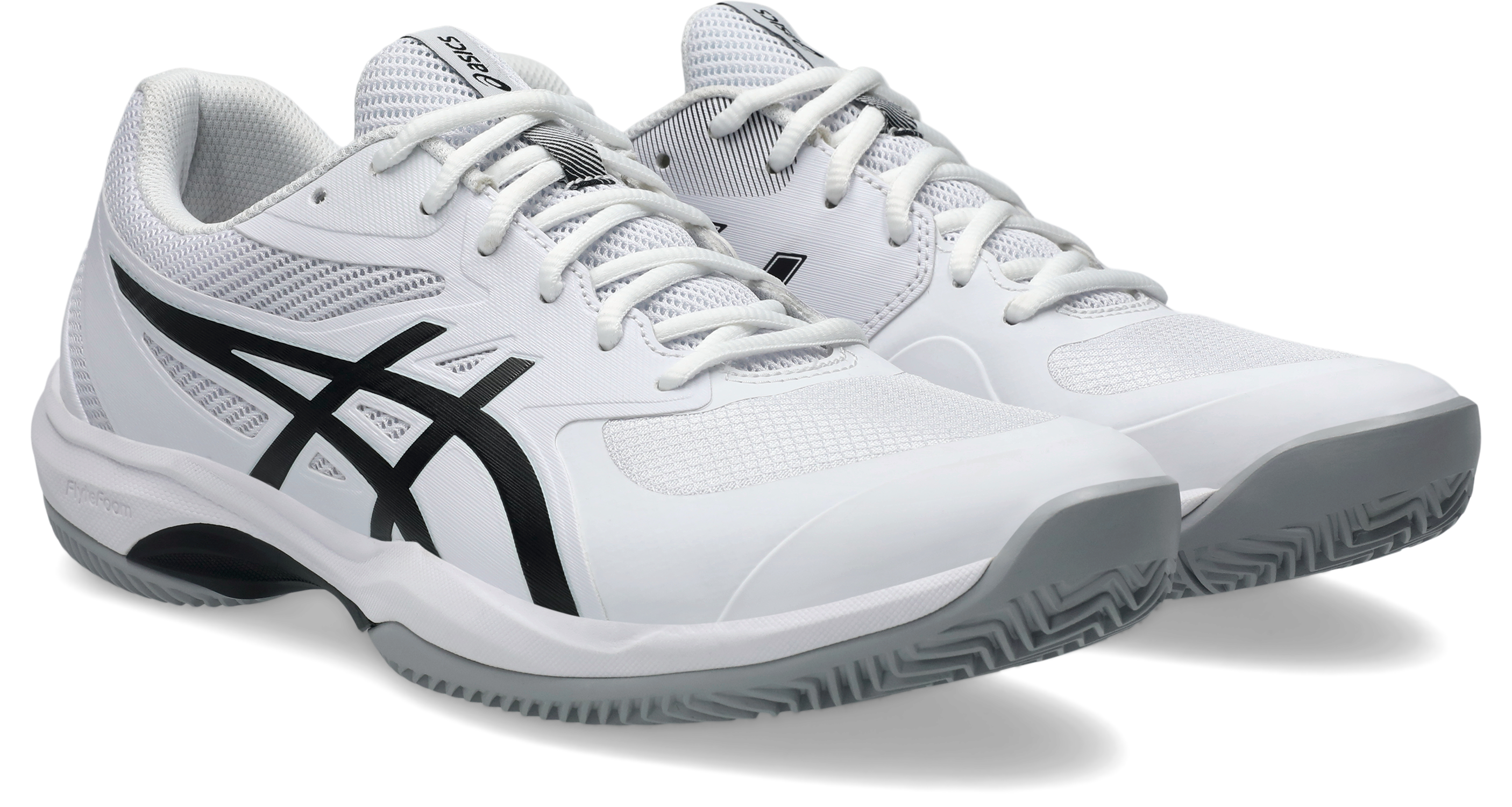 Tennisschuh ASICS "GAME FF CLAY", Herren, Gr. 46,5, schwarz-weiß (weiß, schwarz), Synthetik, Textil, Schuhe, Sandplatzschuhe für Ascheplätze