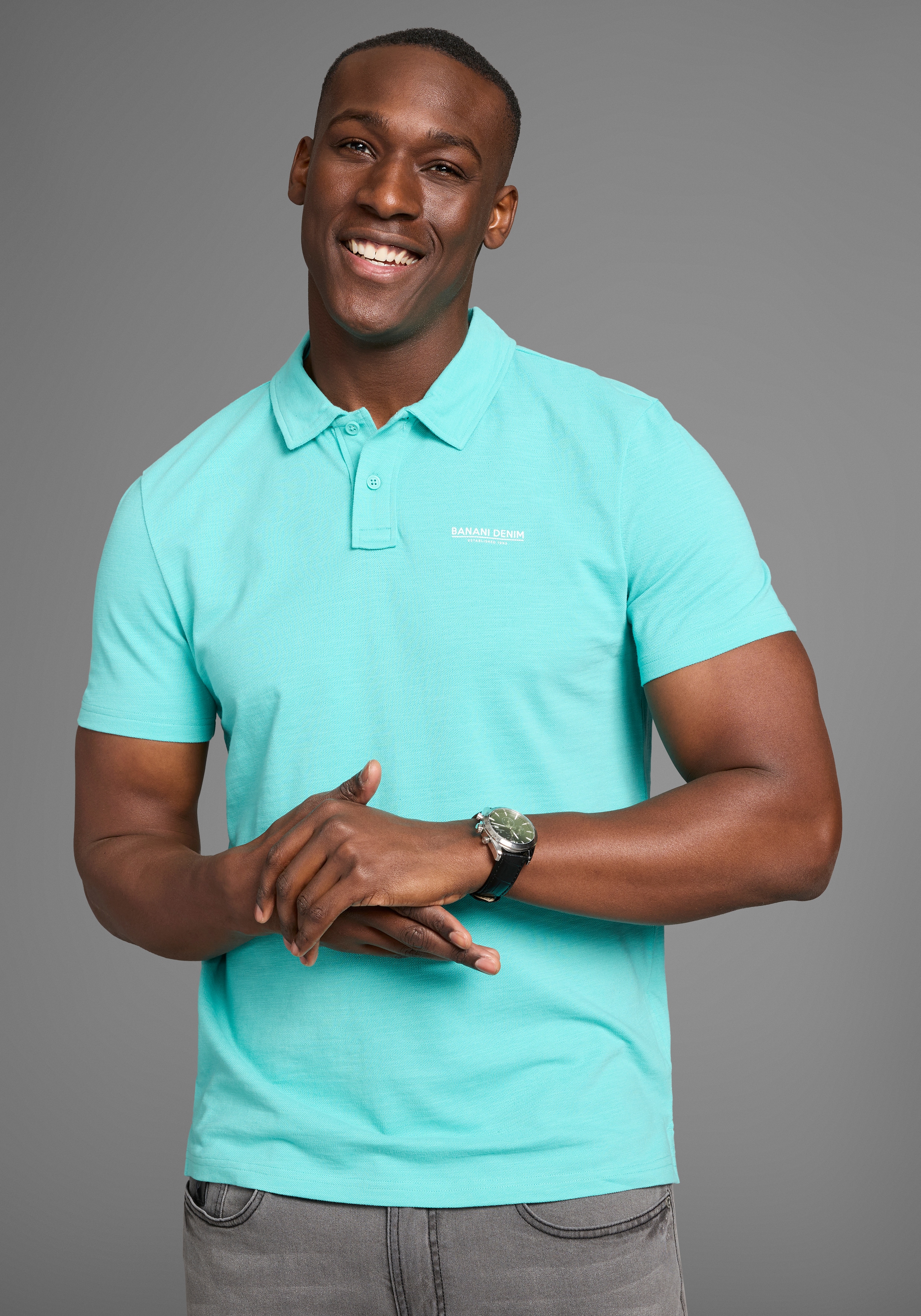 Poloshirt BRUNO BANANI, Herren, Gr. XXL (60/62), blau (türkis), Slub, Obermaterial: 100% Baumwolle, slim fit, Shirts, Poloshirt in schmaler Passform