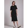 Midikleid STREET ONE STUDIO, Damen, Gr. 46, EURO-Größen, schwarz, Web, 48% Baumwolle, 47% Polyester, 5% Elasthan, unifarben, casual, gerade wadenlang, V-Ausschnitt, Kurzarm Bündchen, Kleider, mit Knopfleiste