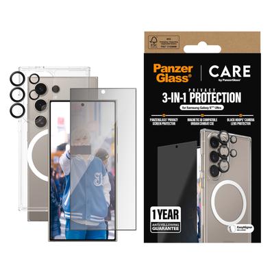CARE BY PANZERGLASS Displayschutzglas "3-in-1 Privacy Protection Set", transparent, B:11,00cm H:2,50cm T:19,50mm, Displayfolien, Blickschutz, Schutzfolie, Bildschirmschutz, kratz- & stoßfest