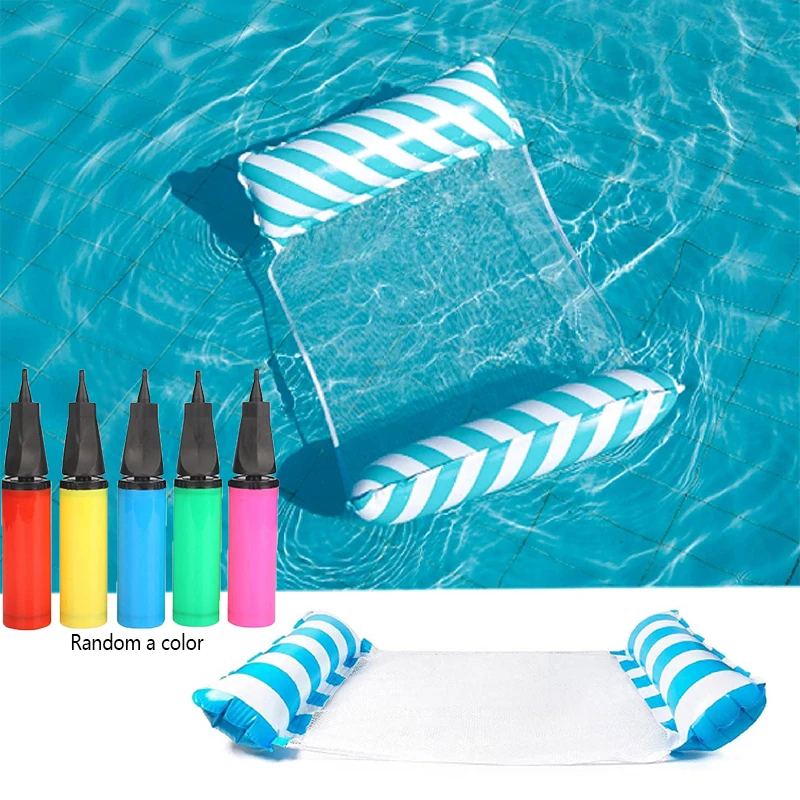 Aufblasbare Wasserhängematte, Liegestuhl, faltbare Schwimm-Luftmatratze, schwimmende Liege für Erwachsene, Kinder, Pool, Strandparty, Schwimmmatte Image