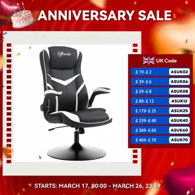 Vinsetto Racing Video Game Chair PVC Leather Computer Gaming Chair Grey