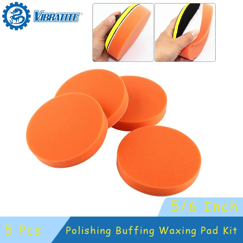 5/6 Zoll 125/150 mm Schwamm Polieren Polieren Wachsen Pad Kit 5-teiliges Werkzeug für Waxng Auto Puffer Schleifen Polieren Reinigung Metall Image