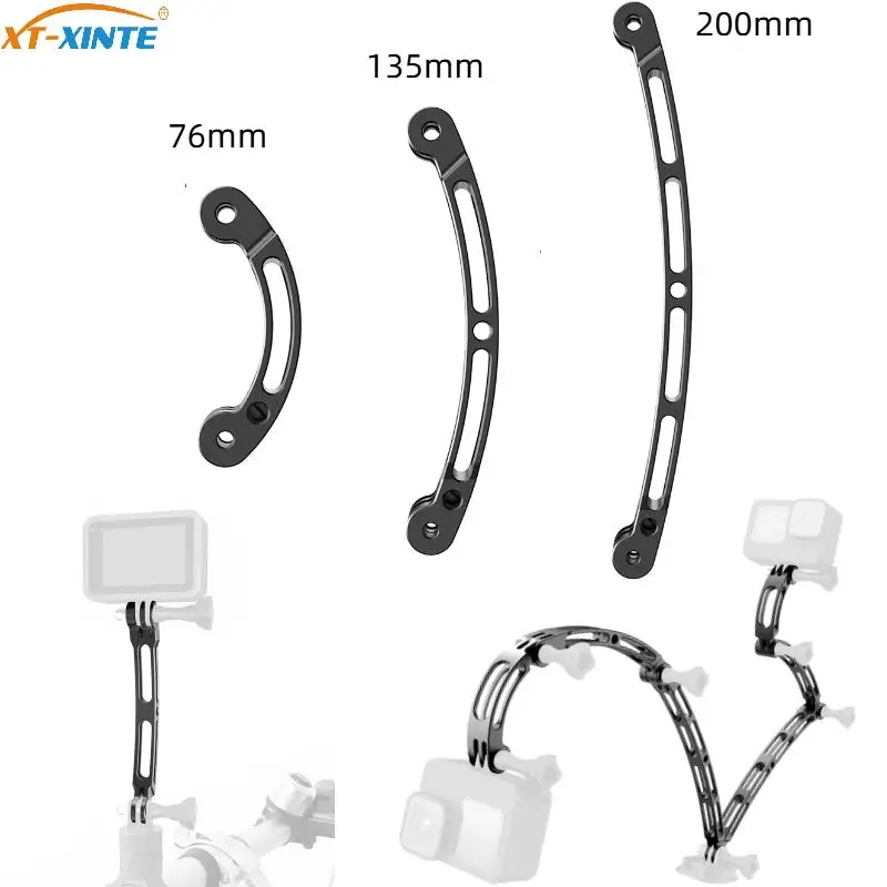 Aluminium-Helm-Verlängerungsarm, gebogener Stange, Selfie-Stick-Stativ-Adapter für GoPro Hero 13 12 DJI Action 5 Insta360 Pocket 3 Kamera Image
